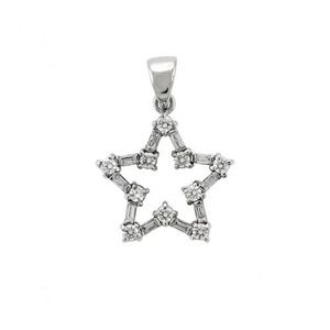Sterling Silver 925 CZ Five Pointed Star Pendant